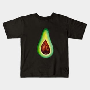 Green fresh watercolor avocado Kids T-Shirt